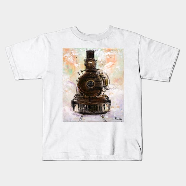 Steam Engine Kids T-Shirt by NataliaShchip